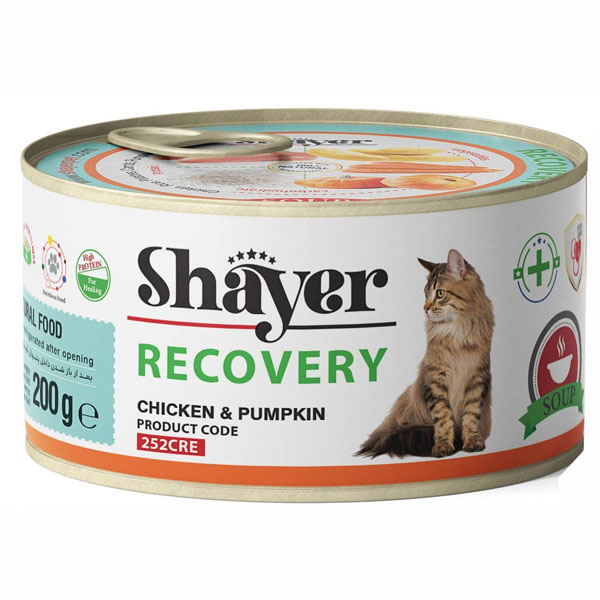 کنسرو ریکاوری گربه مرغ و کدو حلوایی 200 گرمی Shayer